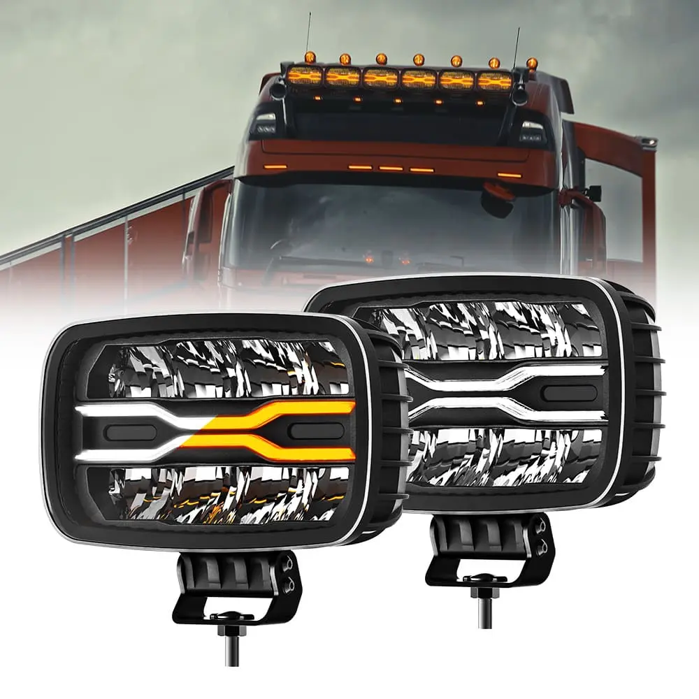 10 Inch Rectangular Anti Glare Driving Light with  Amber Dynamic Position Light-D959-8