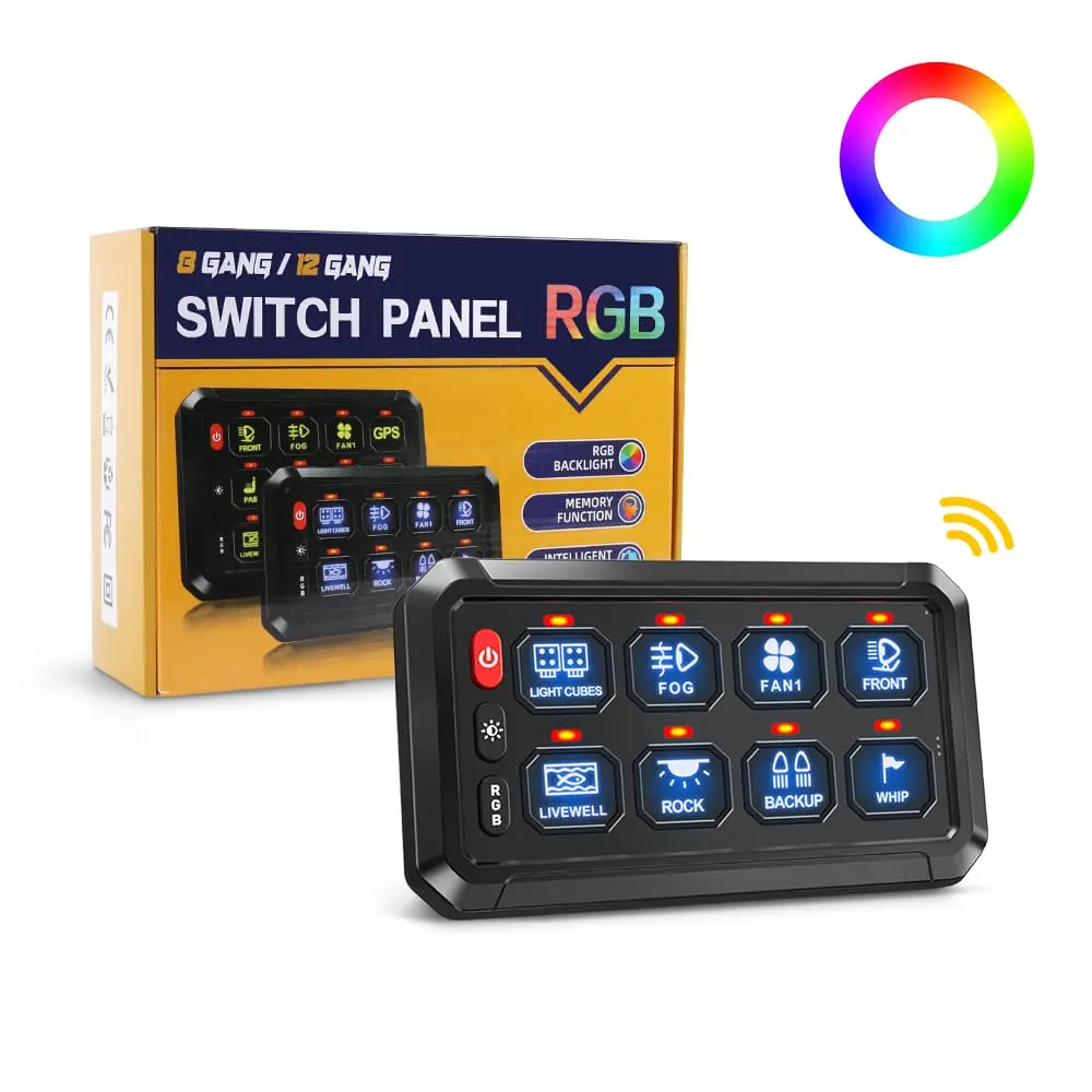 Truck Aux Light 8 Gang Wireless Switch Panel