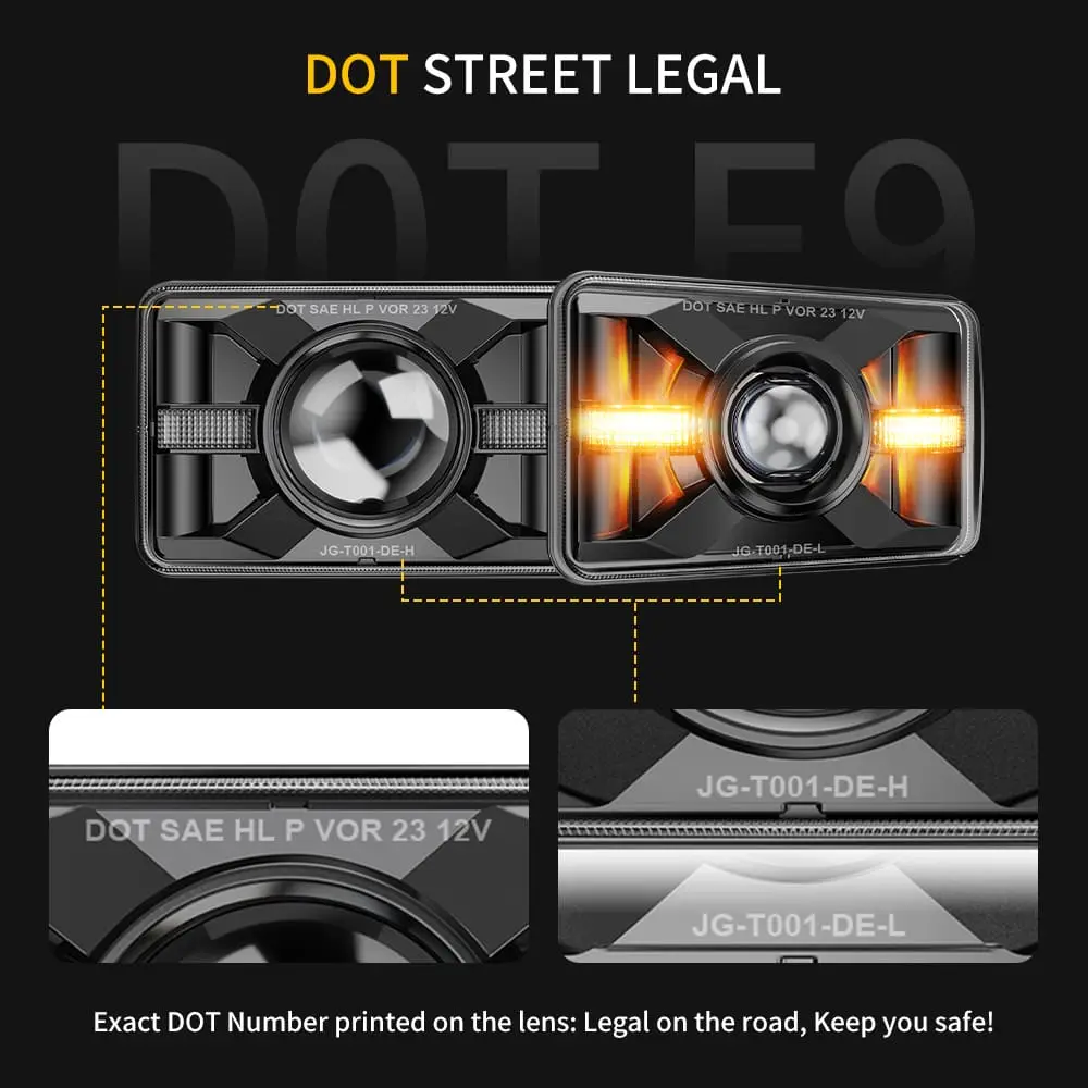 DOT 4x6 Led Headlight with Turn Sinngal