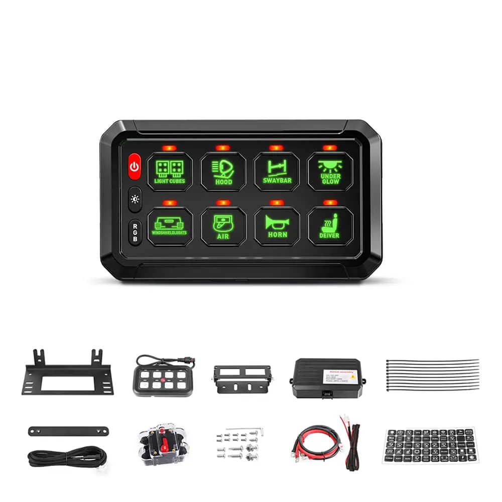 Universal 12V 8 Gang Switch Panel for Trucks