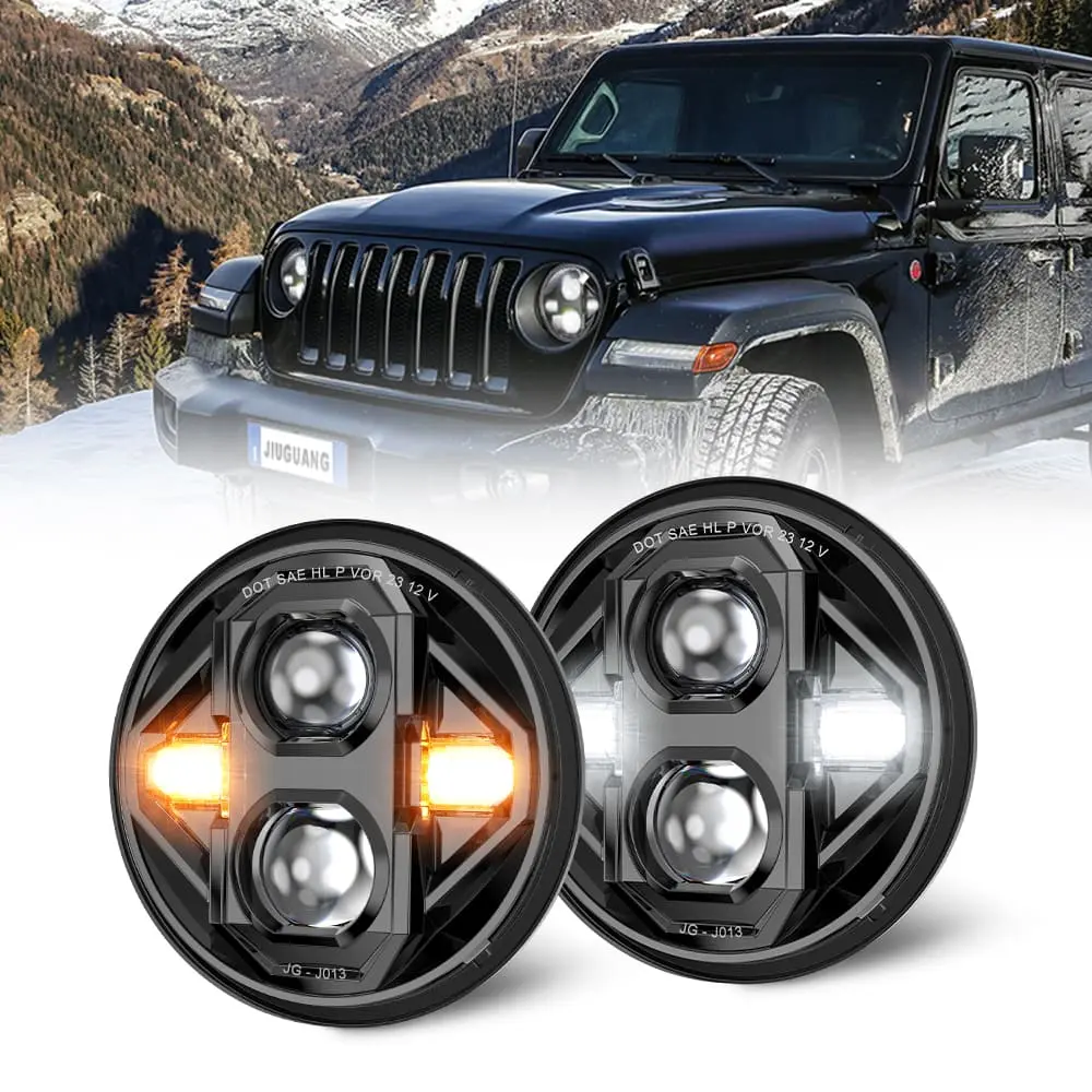 7 inch Round Led Headlight With Angel Eye DRL Turning