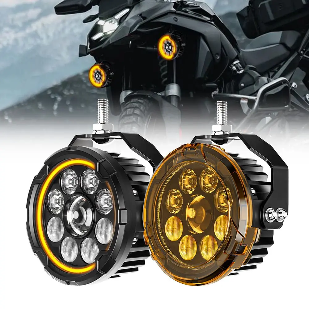 4.5 Inch Hi Low Beam Auxiliary Driving Lights with Amber DRL-D040-9-C