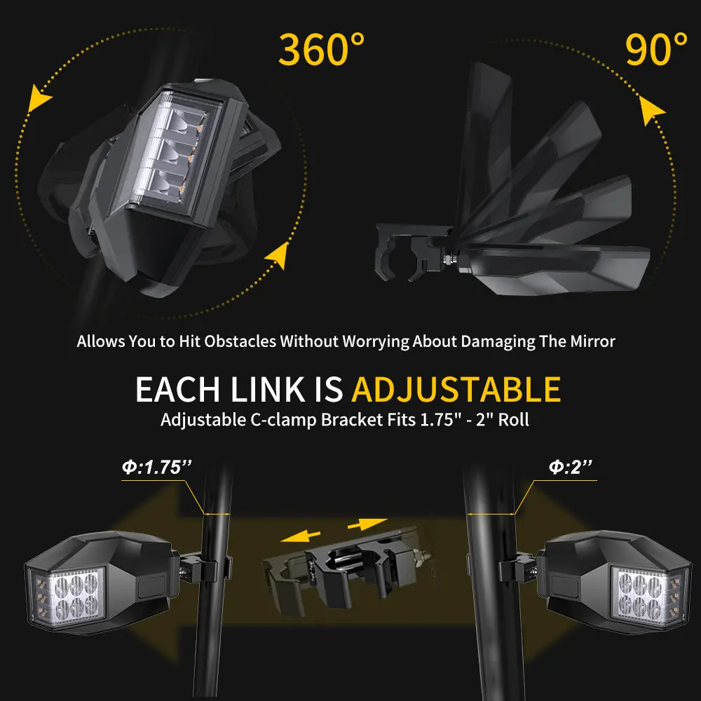 UTV Turn Signal Mirrors