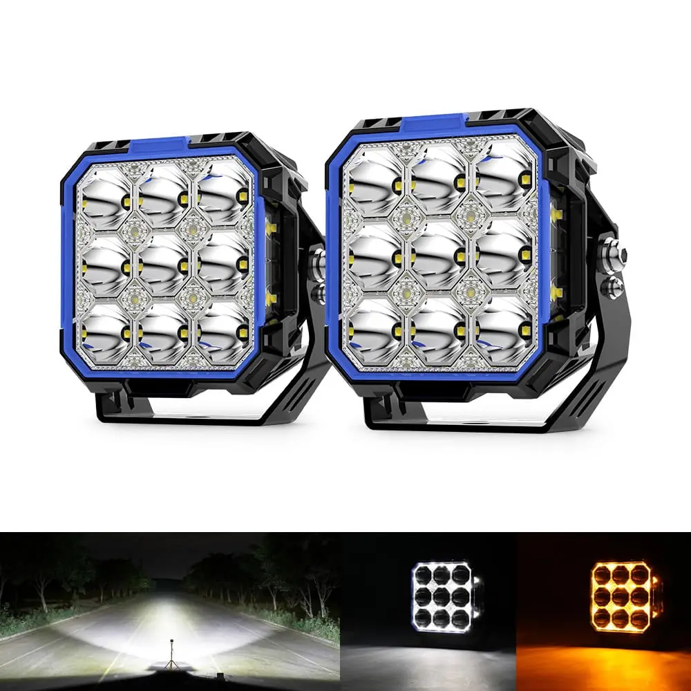 Cube 5inch  Side Shooter LED Pod Lights With White&Amber DRL