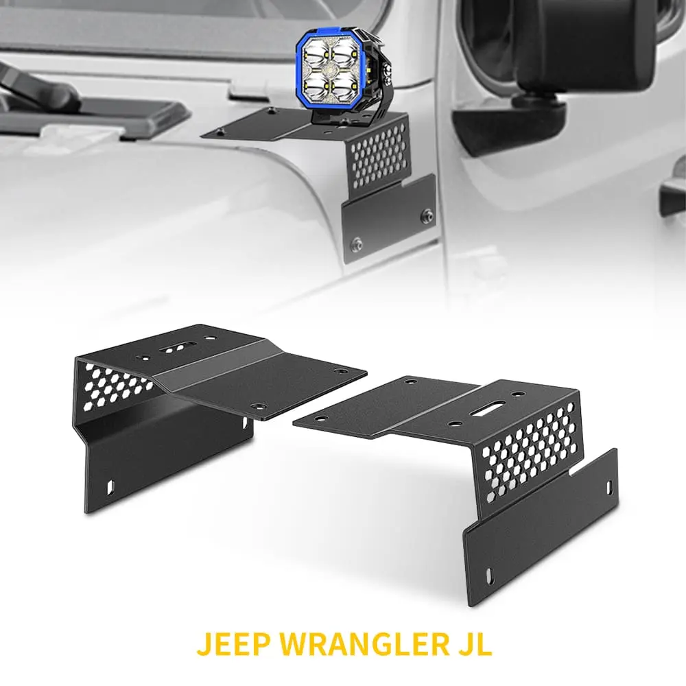 Windshield Pod Light Mount Brackets for 2008–2023 Jeep Wrangler JL
