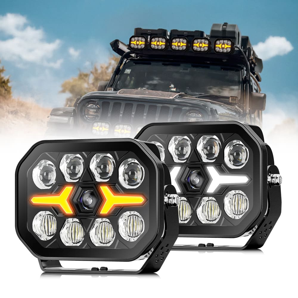 7inch Driving Lights with Dynamic White Amber Position Light