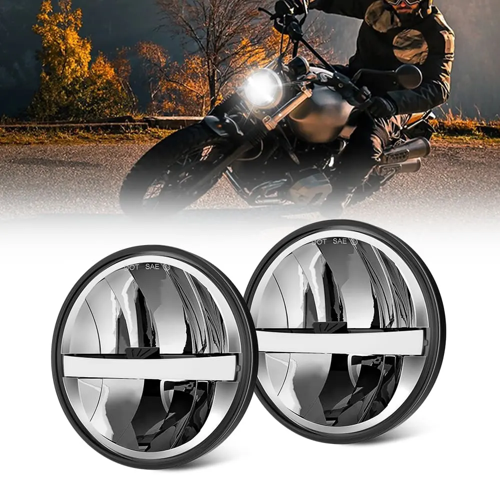 5.75 Inch Round Led Motorcycle Headlight With White Drl