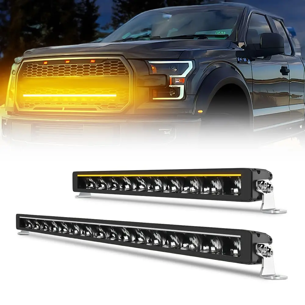 Single Row Light Bar With Dual-Color Drls For Jeep