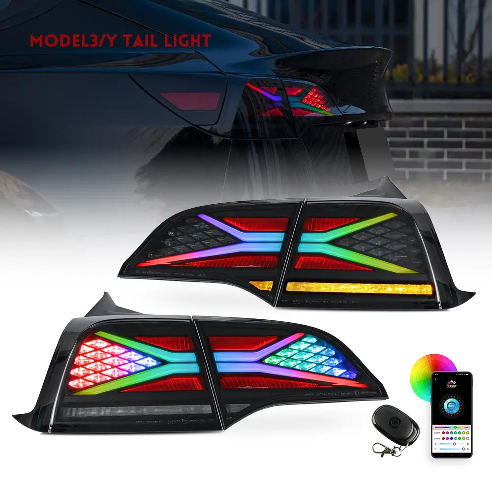 RGB Tail Lights With Turn Signal For Tesla Model 3/Y