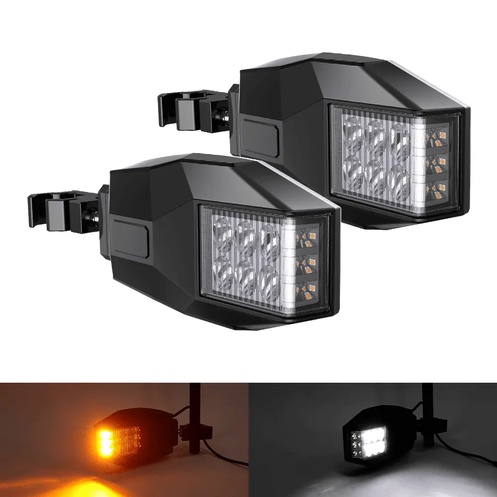 Utv Rear View Side Mirrors For With Amber Turn Signal Lights
