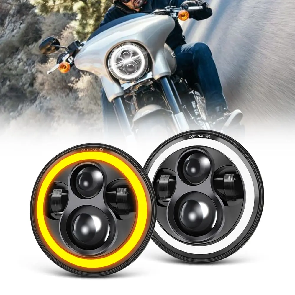 Sealed Beam 7 Inch Round Led Headlight With Halo