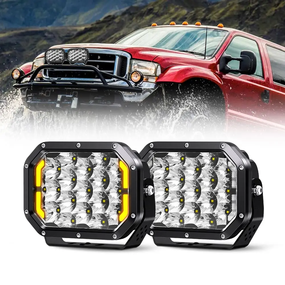 7x5 Inch Rectangle Led Combo Beam Driving Lights With Drl