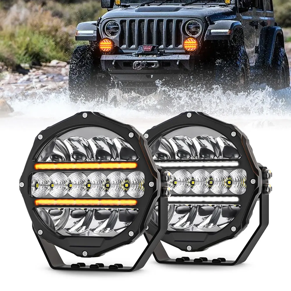 Round Led Driving Light With Position Light 7 Inch