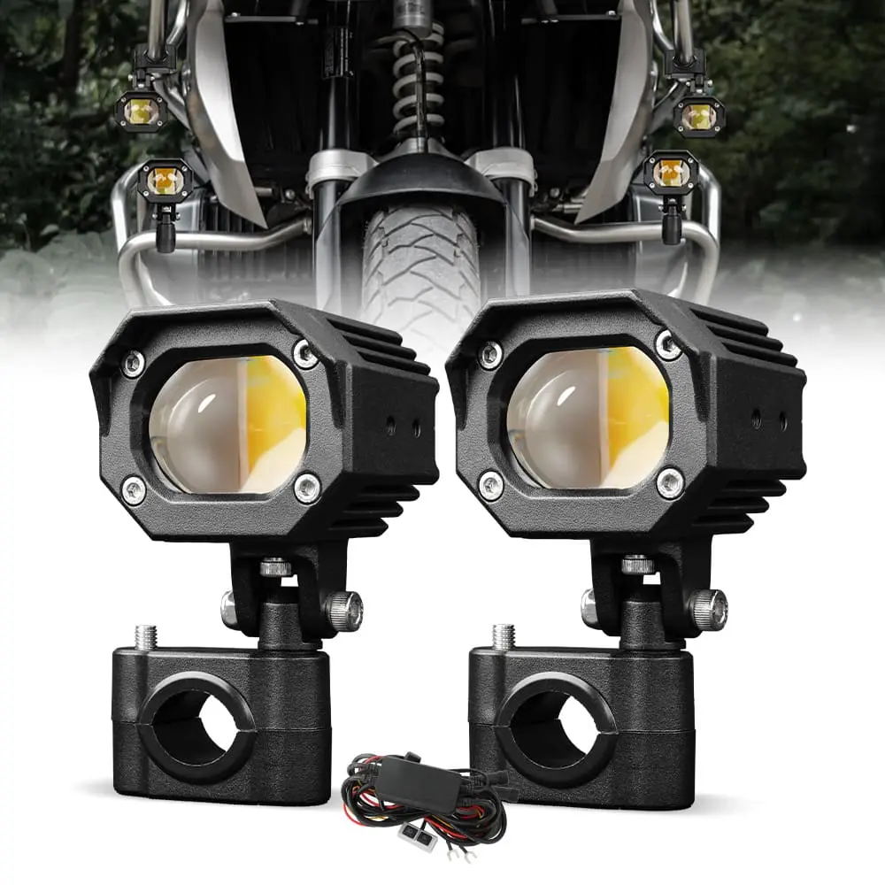 88W Dual-Color LED Motorcycle Light with Warning Functions