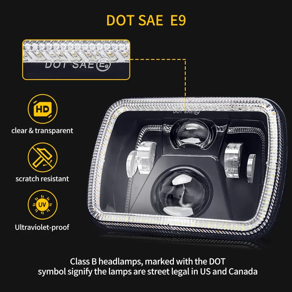 5x7  Rectangular Headlamp with Turn Signal Light