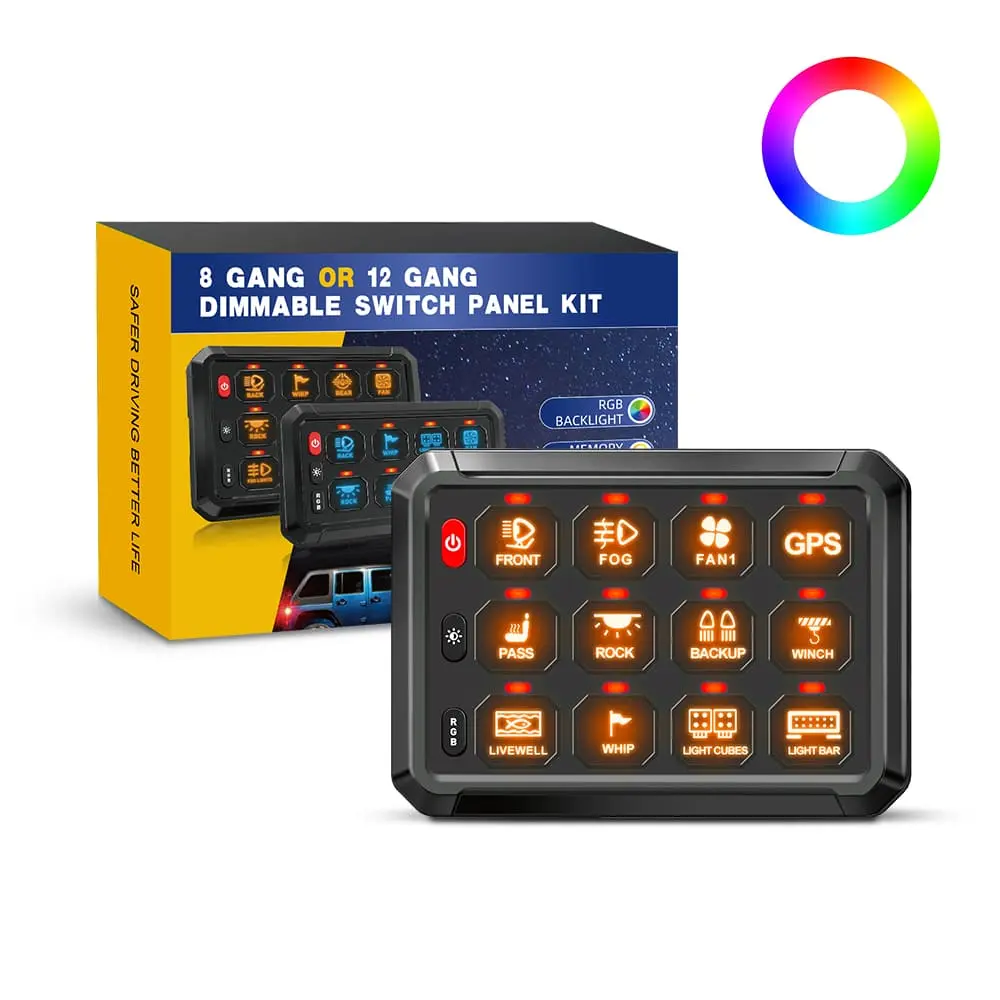 Off Road Aux Car Light 12 Gang Switch Panel