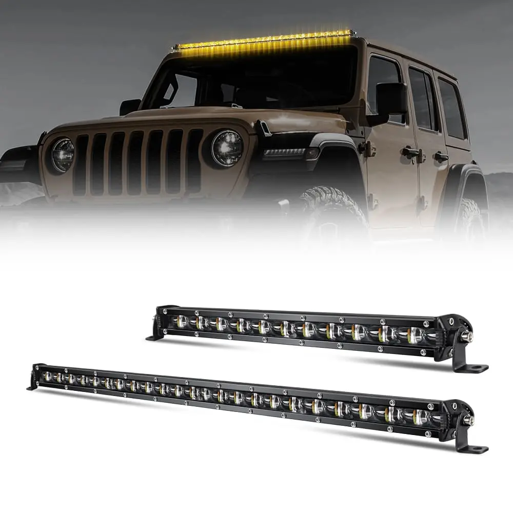 6D Single Row Super Slim White Amber Strobe Led Light Bar
