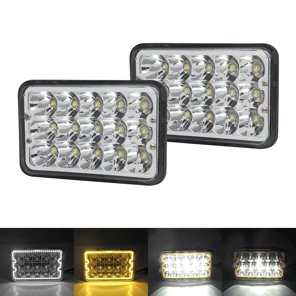 4x6 LED Rectangle Headlights with Multi-Function Lighting Modes